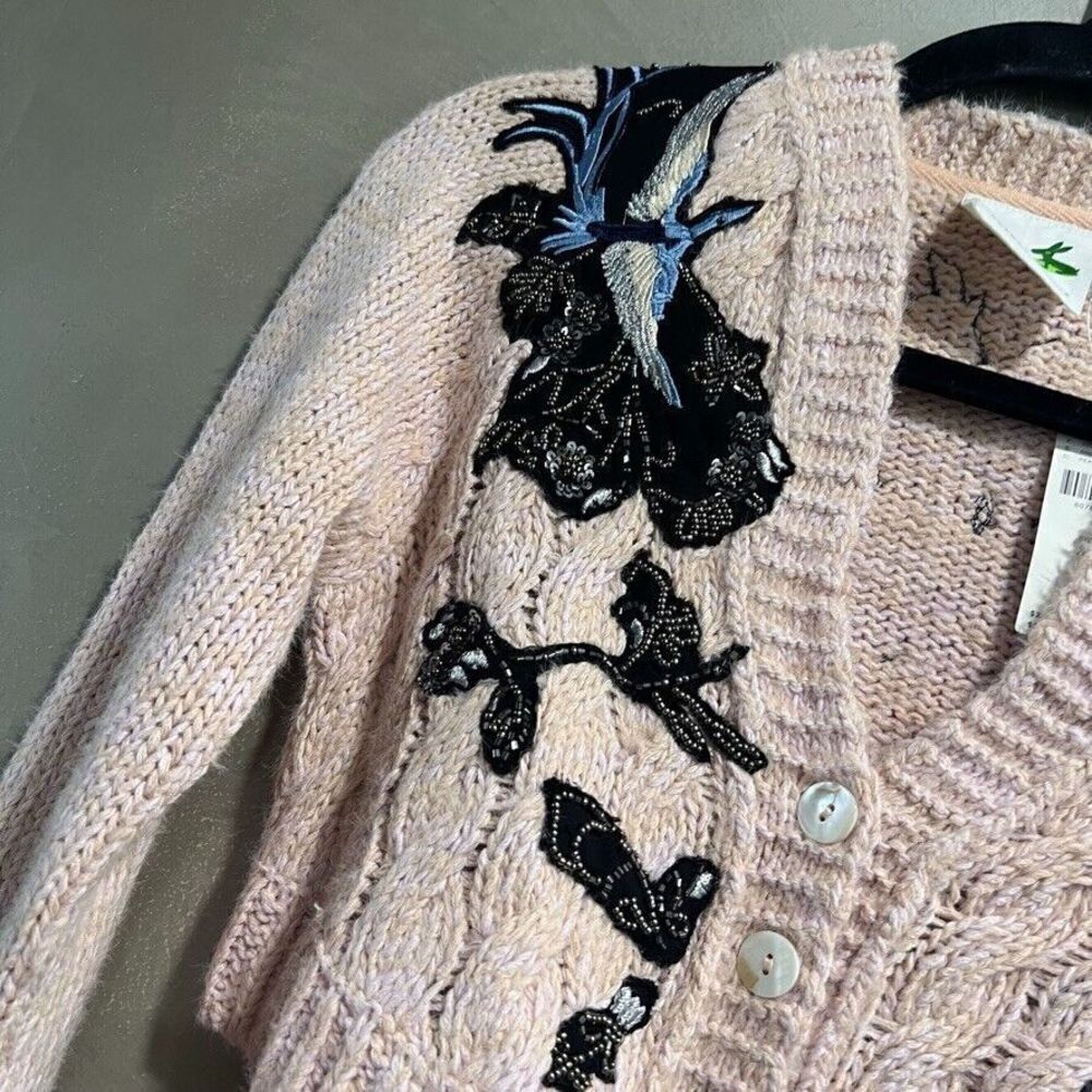 Anthropologie Wendy Wurtzburger Marcella Volini Dancing Crane Cardigan XS NEW - Picture 7 of 8